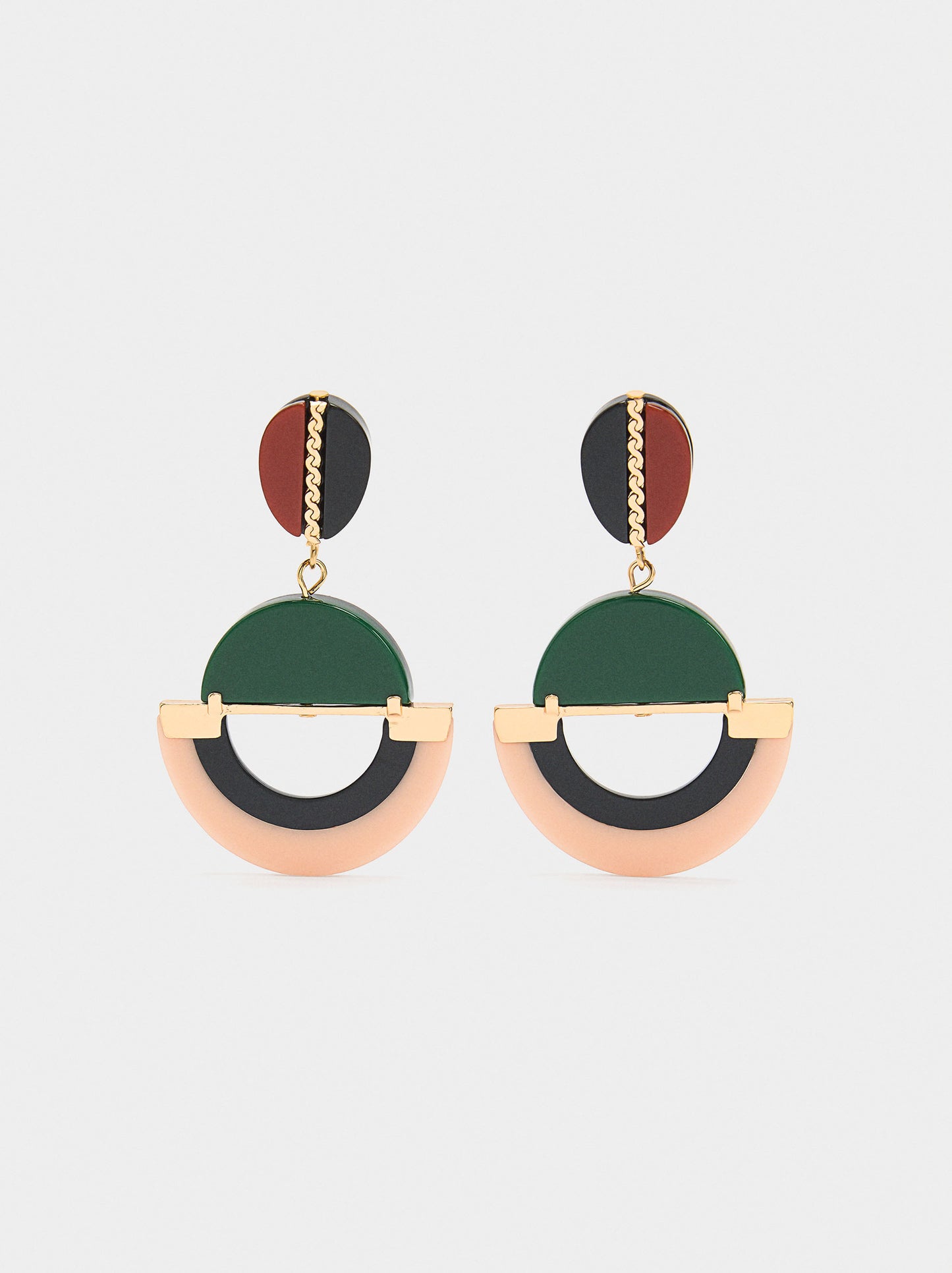 Long Earrings With Multicolor Resin