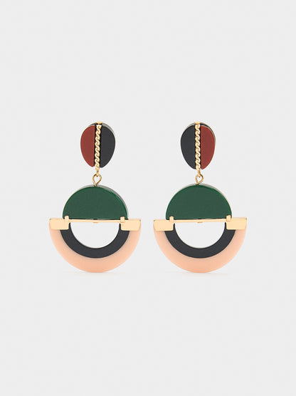 Long Earrings With Multicolor Resin