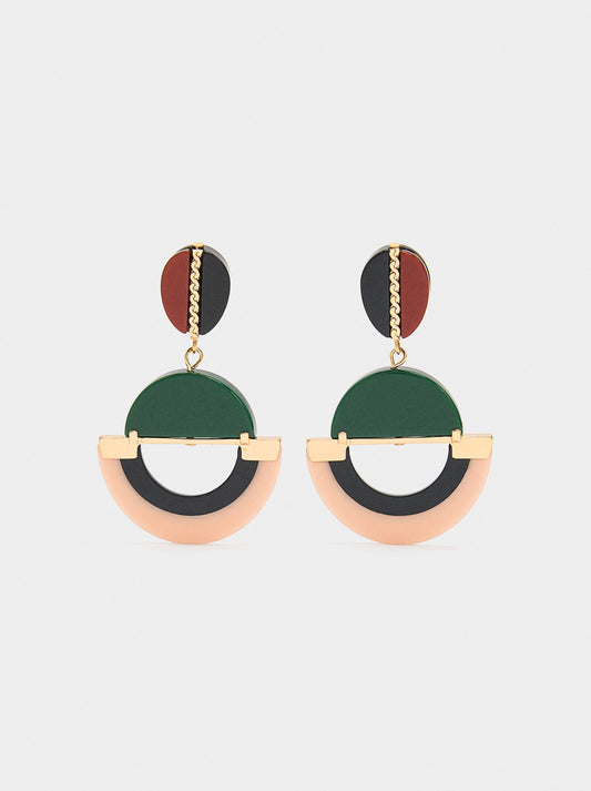 Long Earrings With Multicolor Resin
