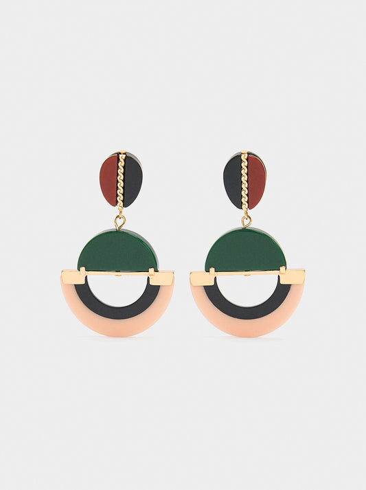 Long Earrings With Multicolor Resin