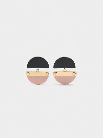 Semi-Circle Earrings With Resin