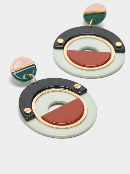 Round Earrings With Resin