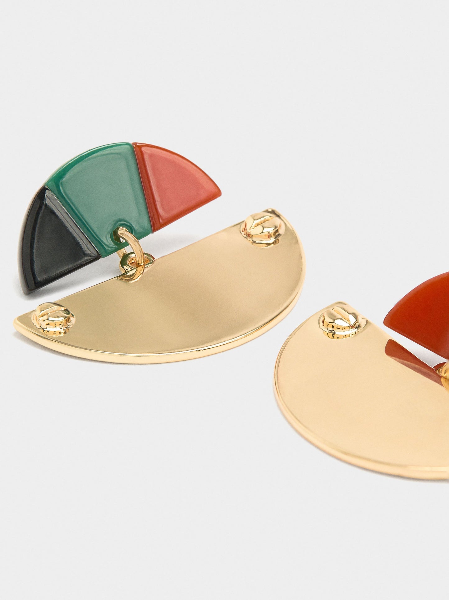Semicircle Earrings With Multicolor Resin