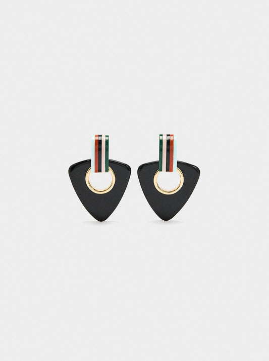 Diamond-Shaped Earrings With Resin