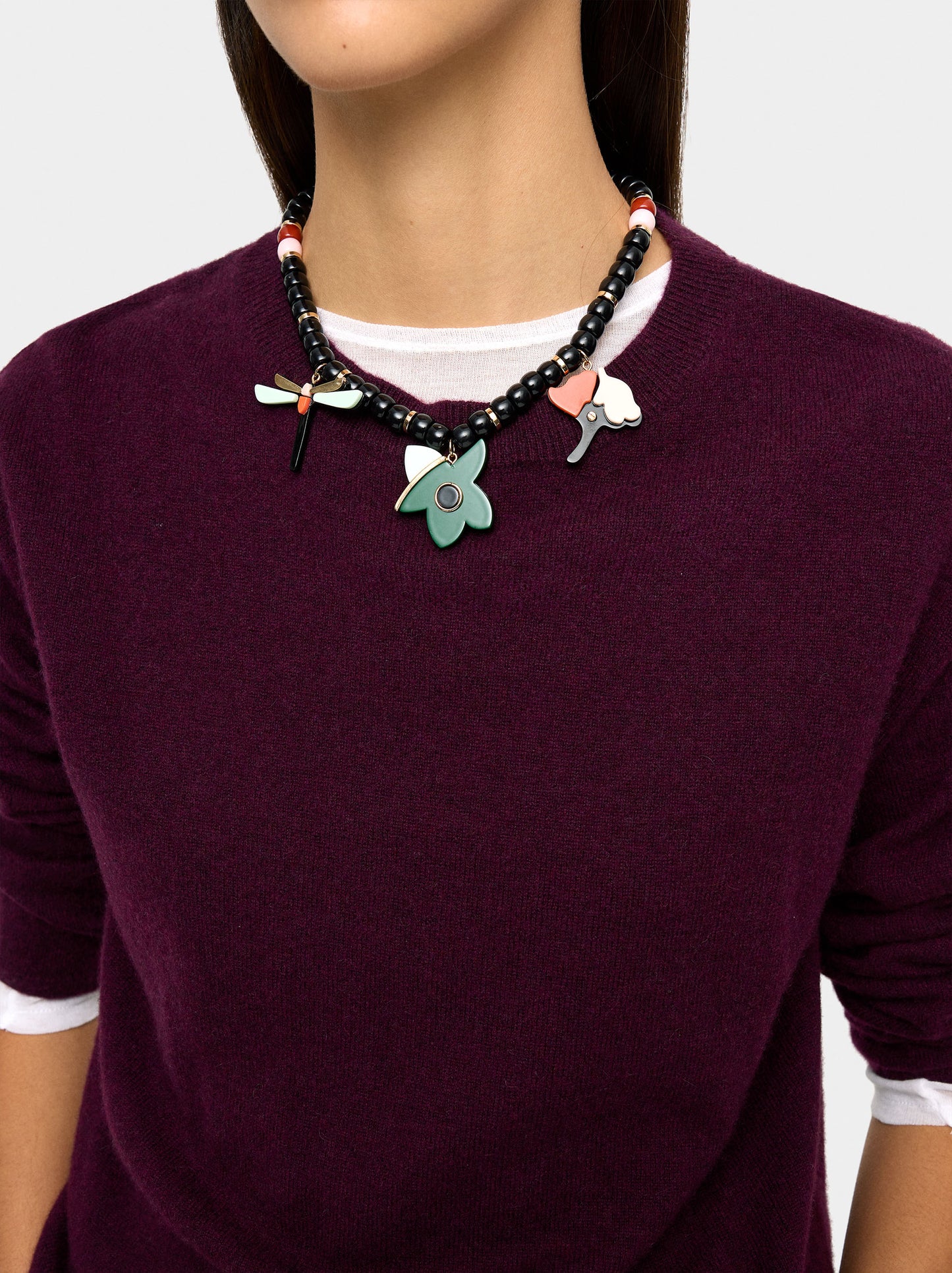 Necklace Of Beads With Resin Pendants