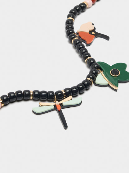 Necklace Of Beads With Resin Pendants
