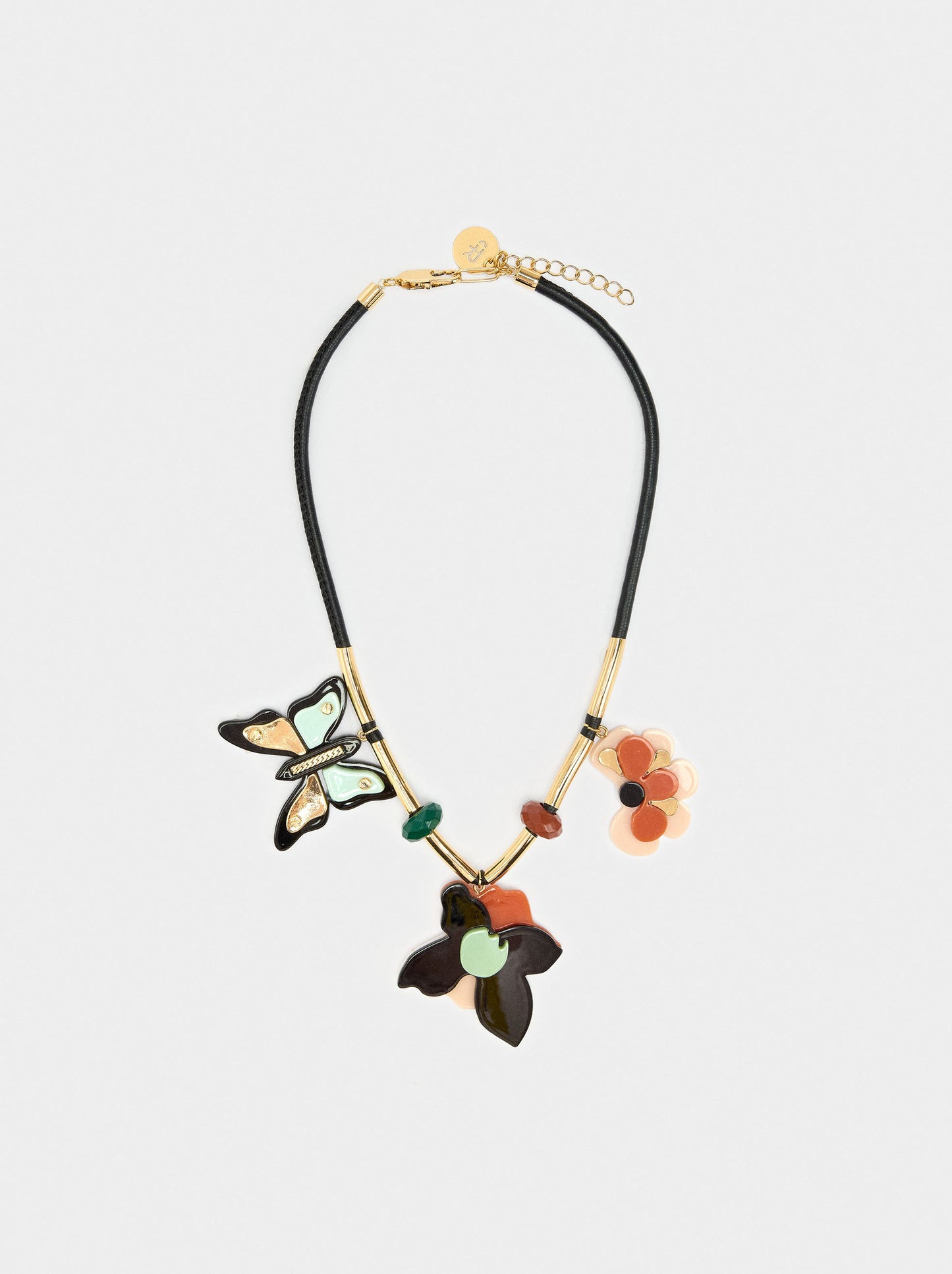 Necklace With Multicolor Resin Pendants
