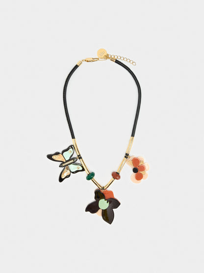 Necklace With Multicolor Resin Pendants