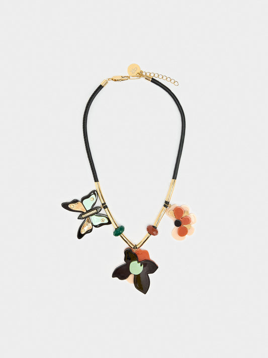 Necklace With Multicolor Resin Pendants