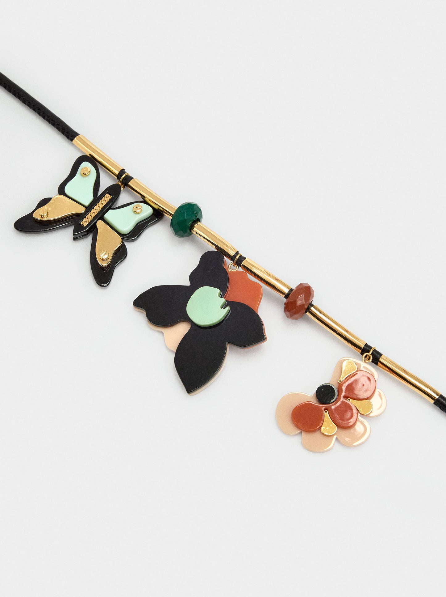 Necklace With Multicolor Resin Pendants