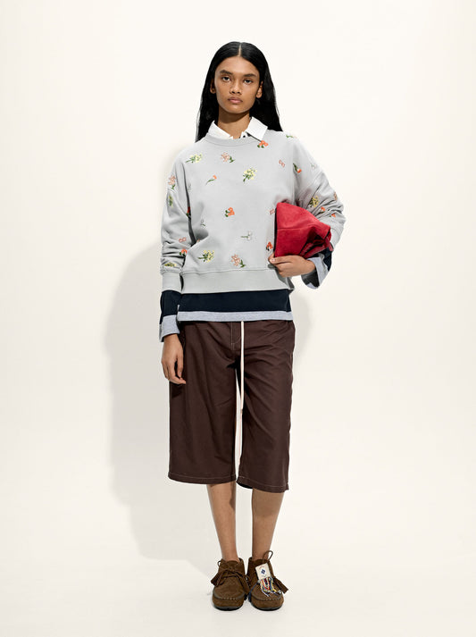 100% Cotton Sweatshirt With Embroidery