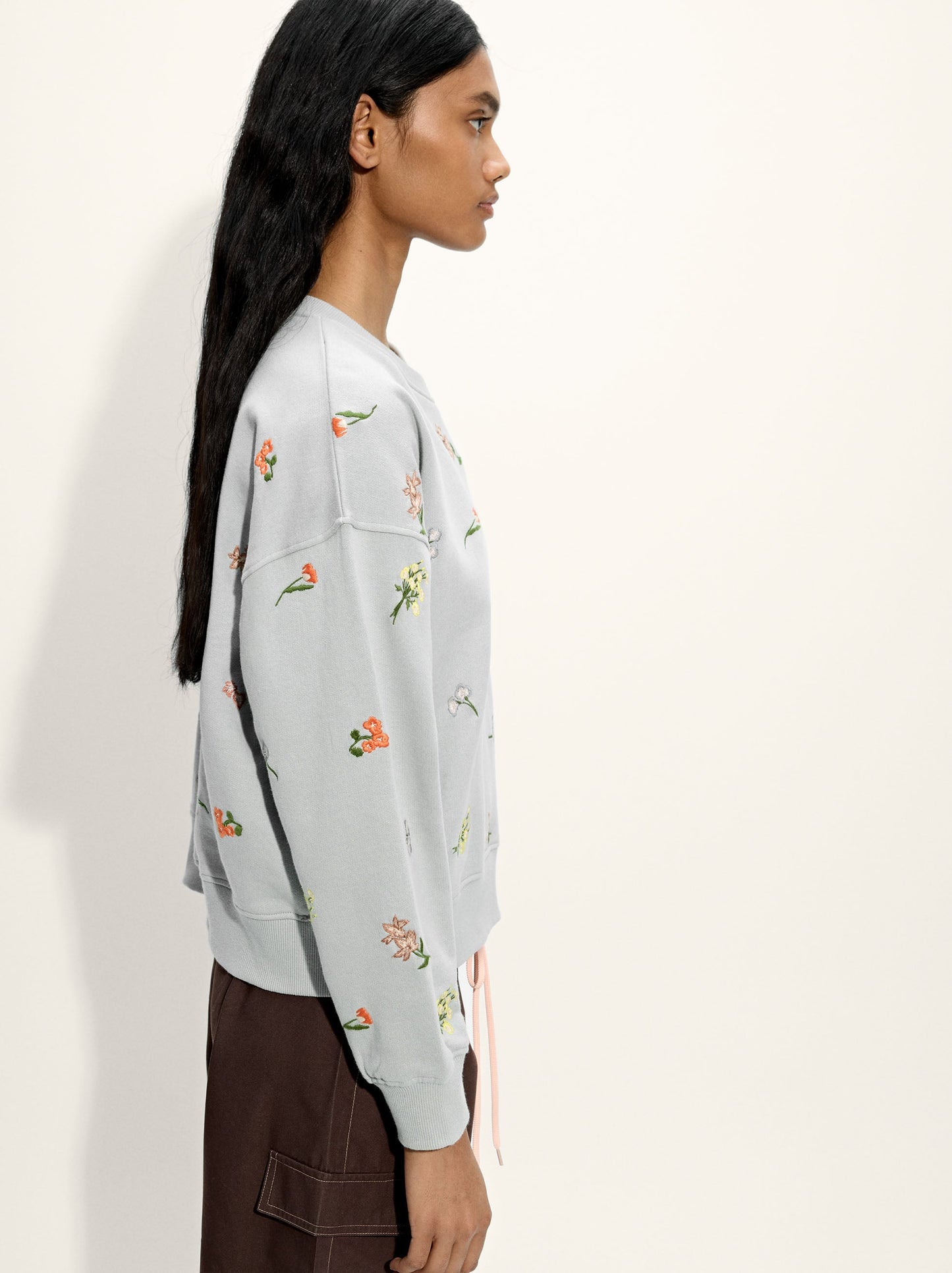 100% Cotton Sweatshirt With Embroidery