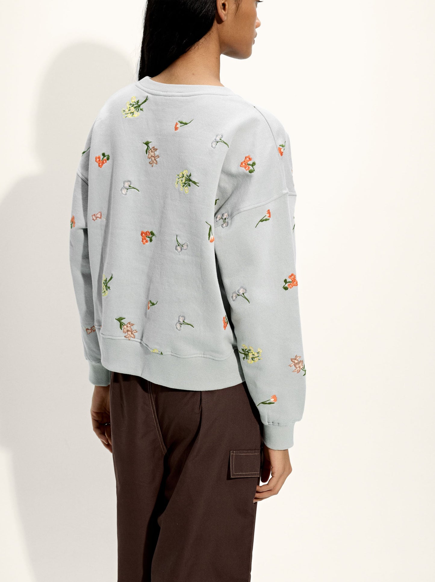 100% Cotton Sweatshirt With Embroidery