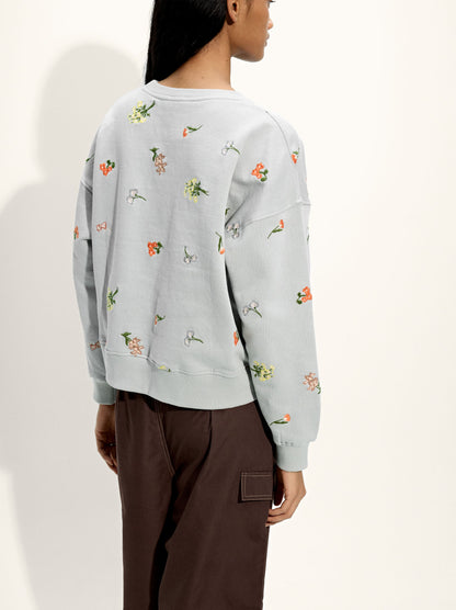 100% Cotton Sweatshirt With Embroidery