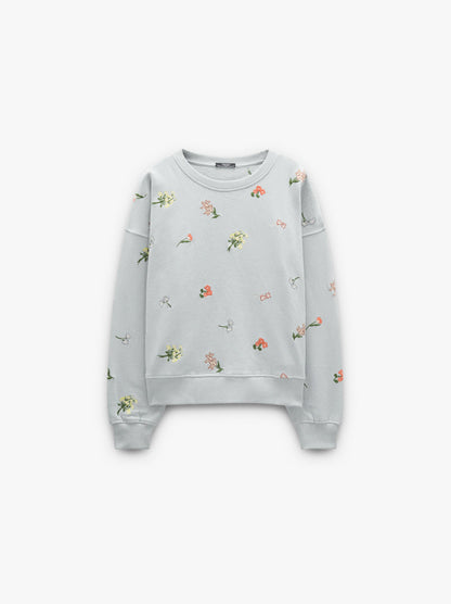 100% Cotton Sweatshirt With Embroidery
