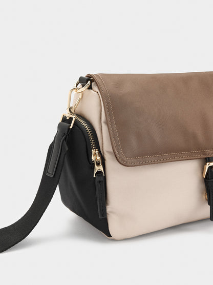 Nylon Crossbody Bag With Flap