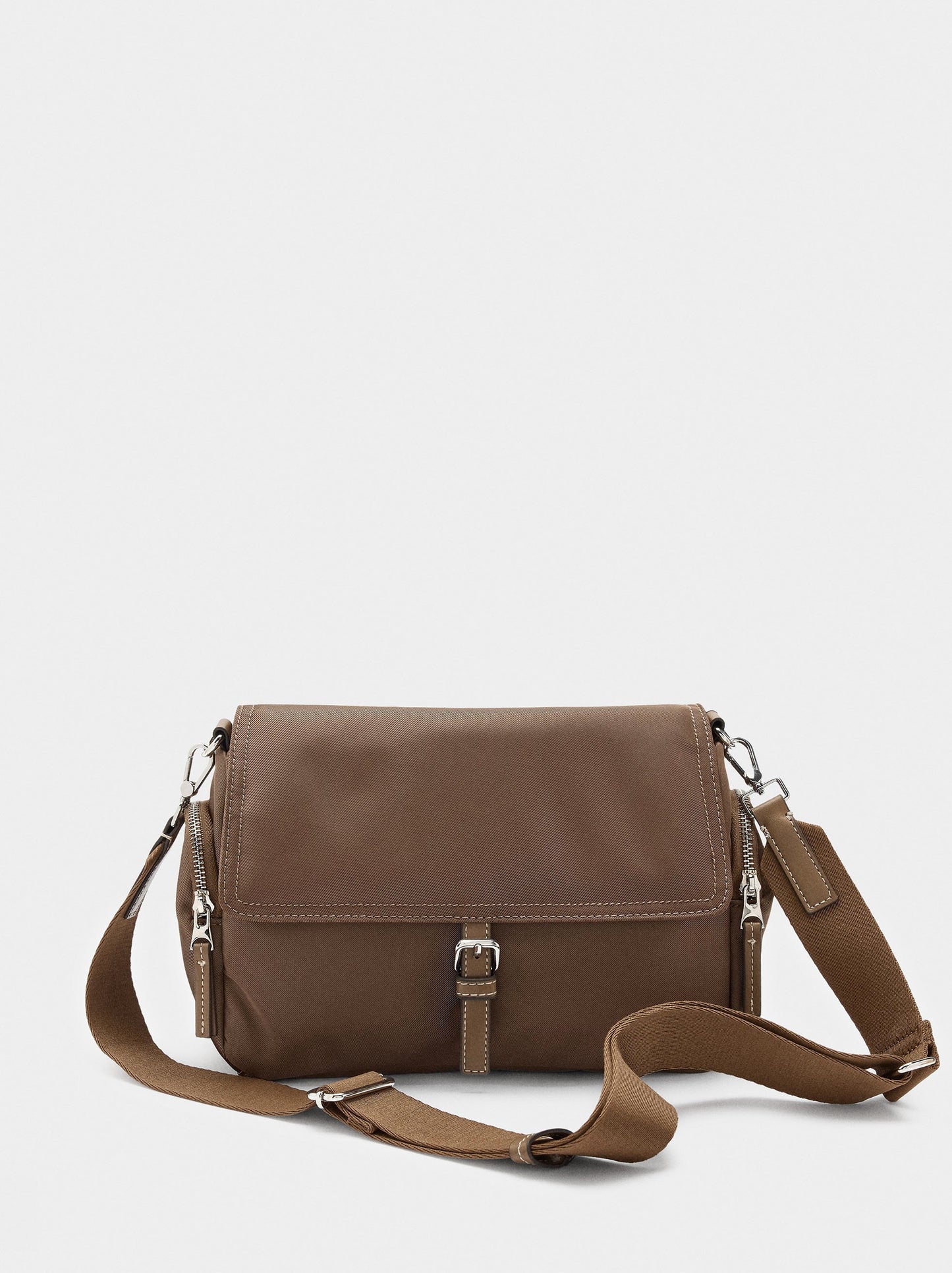 Nylon Crossbody Bag With Flap