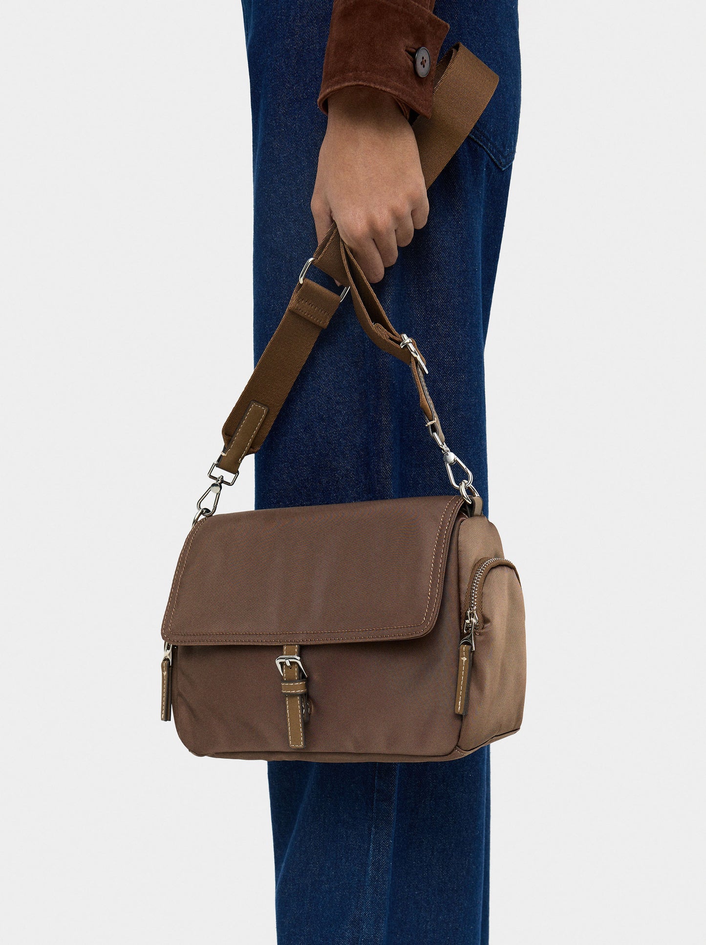 Nylon Crossbody Bag With Flap