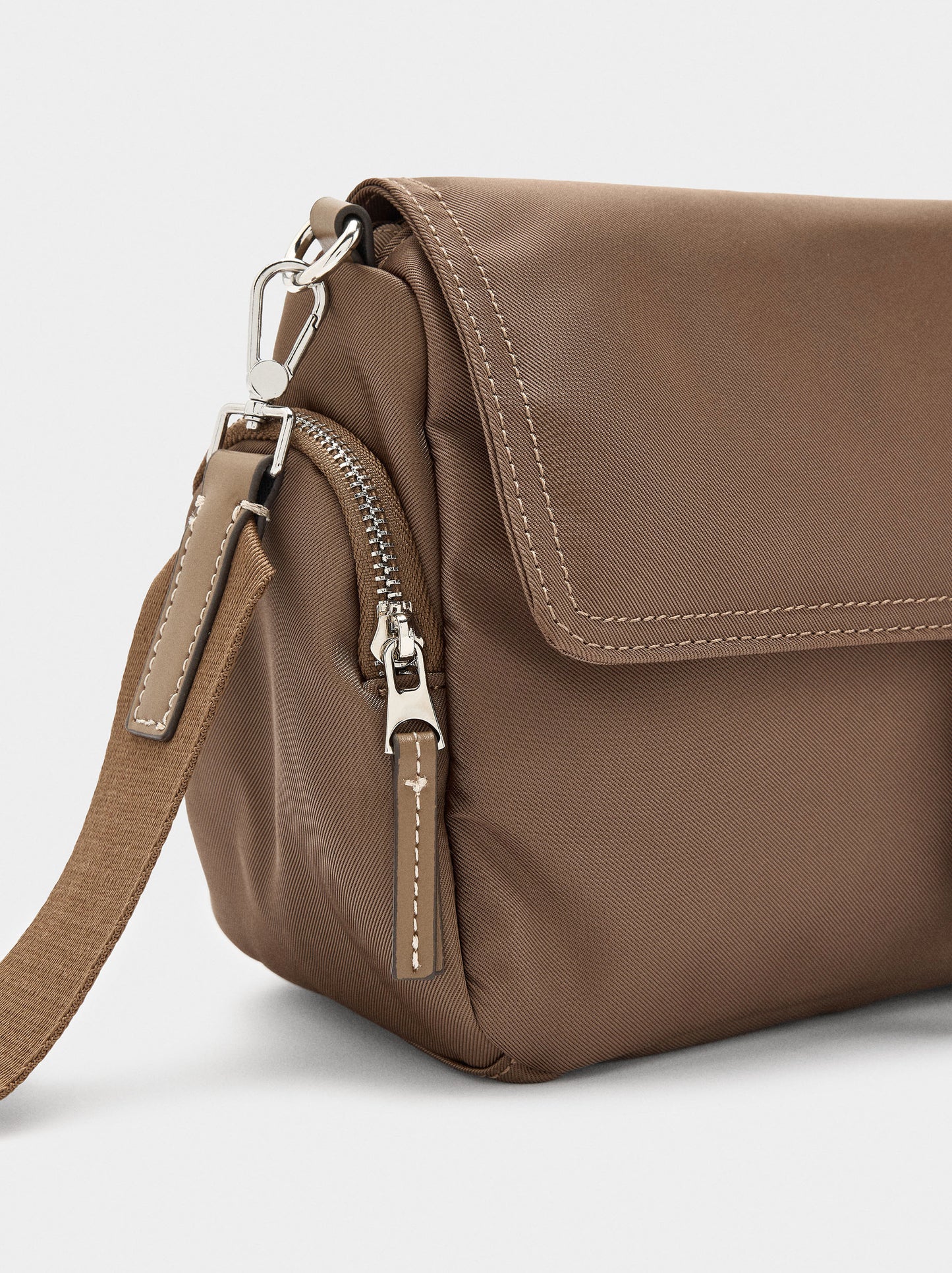 Nylon Crossbody Bag With Flap
