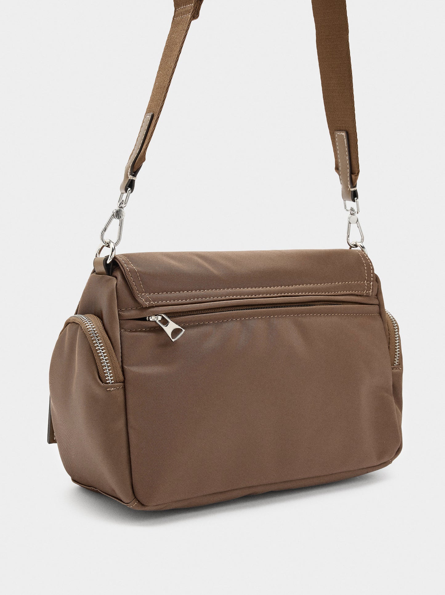 Nylon Crossbody Bag With Flap