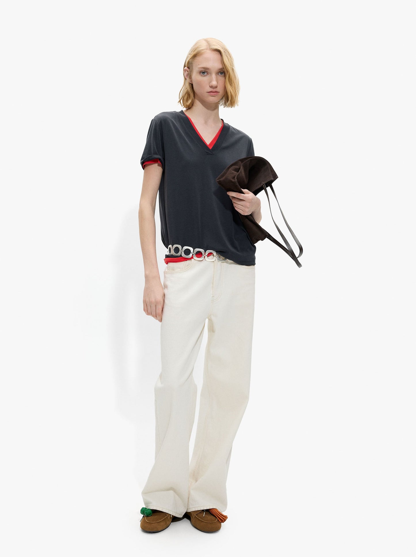 Basic T-Shirt With V-Neck