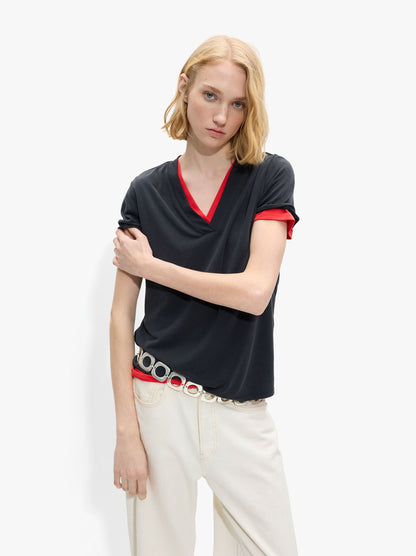 Basic T-Shirt With V-Neck