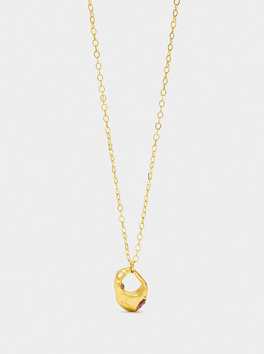 Hoop Pendant Necklace With Stones - 18k Gold Swim