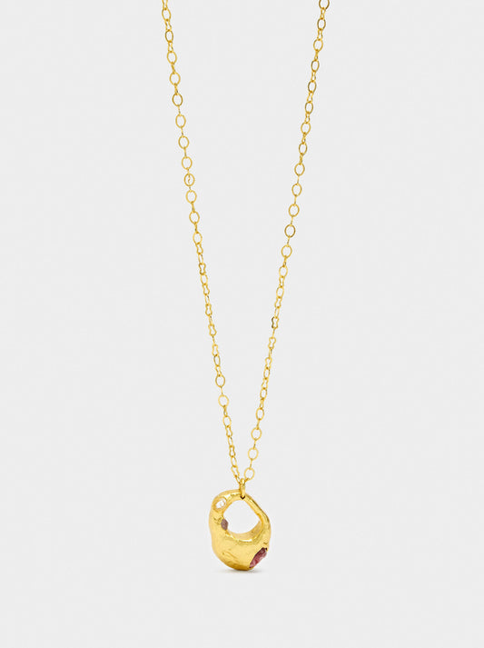 Hoop Pendant Necklace With Stones - 18k Gold Swim
