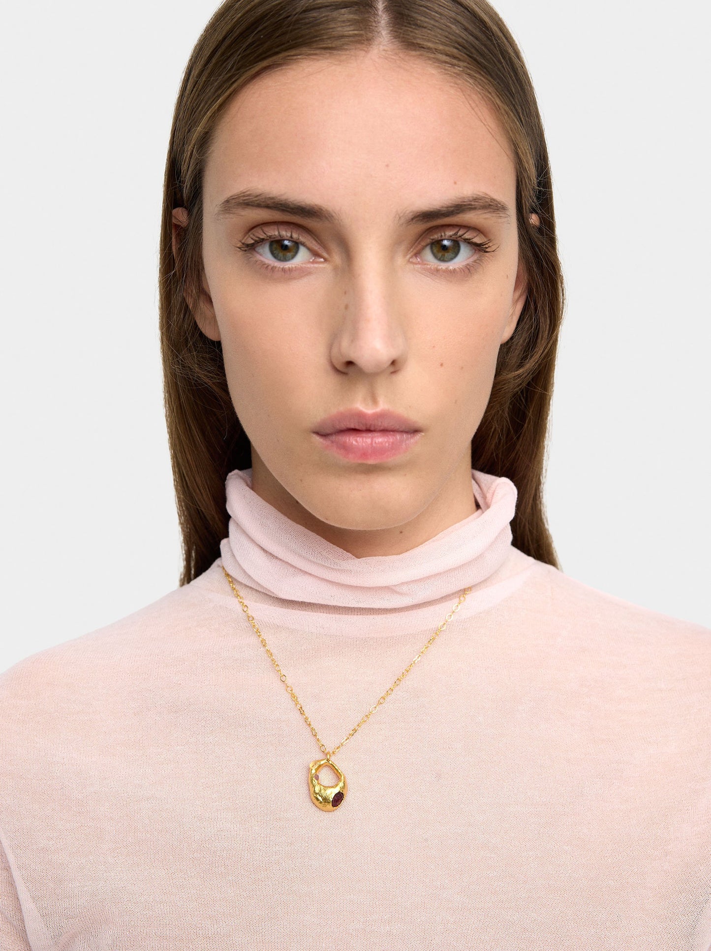 Hoop Pendant Necklace With Stones - 18k Gold Swim