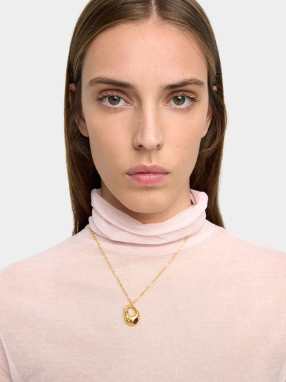 Hoop Pendant Necklace With Stones - 18k Gold Swim