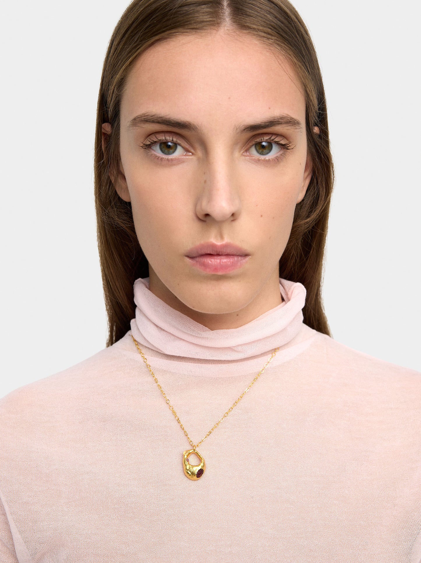 Hoop Pendant Necklace With Stones - 18k Gold Plated