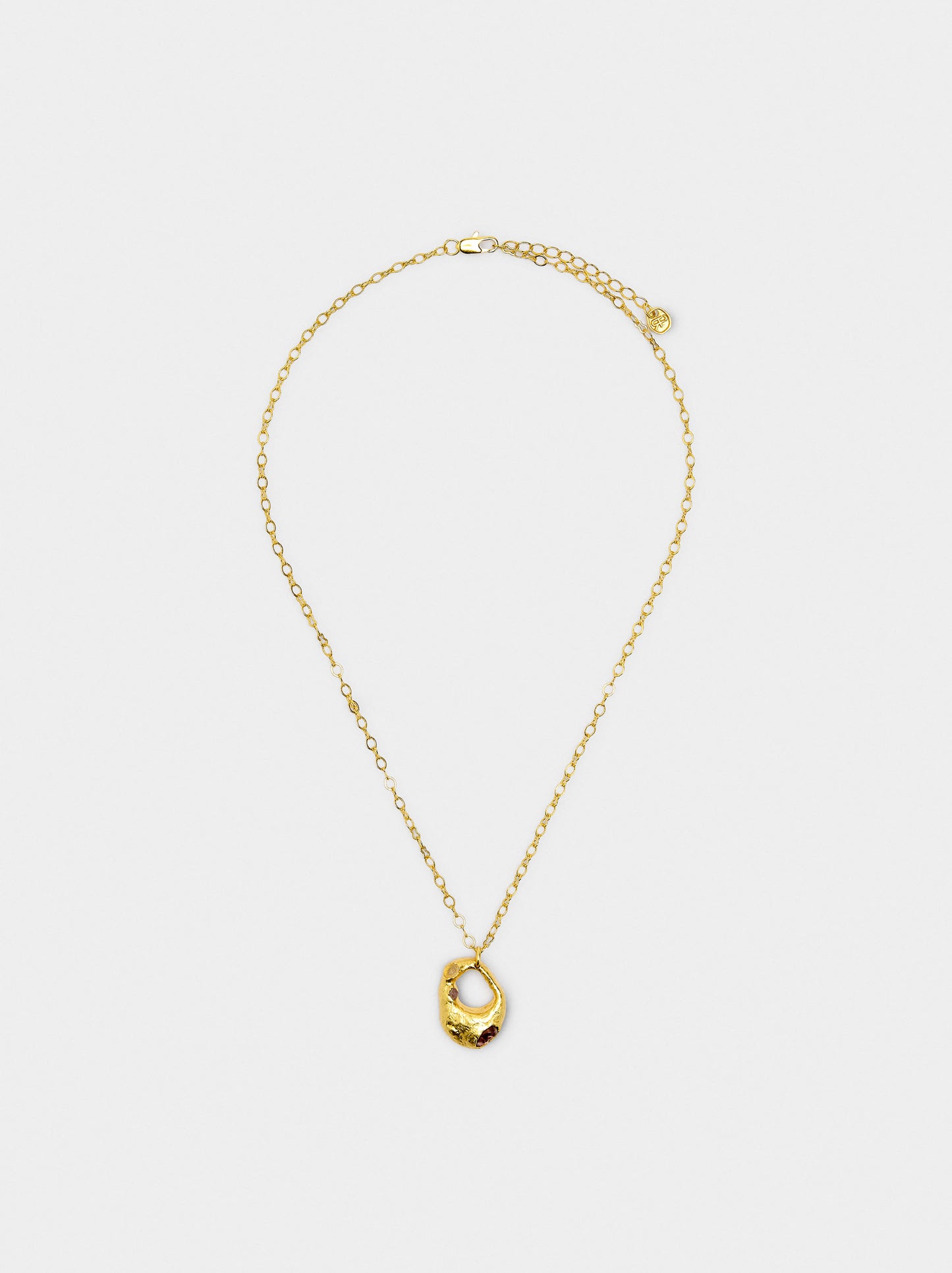 Hoop Pendant Necklace With Stones - 18k Gold Plated
