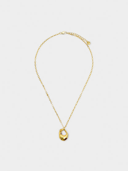 Hoop Pendant Necklace With Stones - 18k Gold Plated