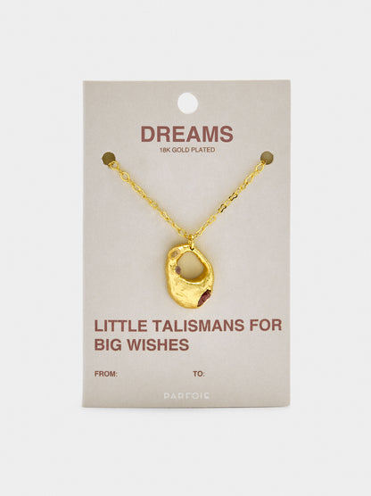 Hoop Pendant Necklace With Stones - 18k Gold Plated