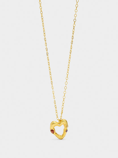 Heart Pendant Necklace With Stones - 18k Gold Swim