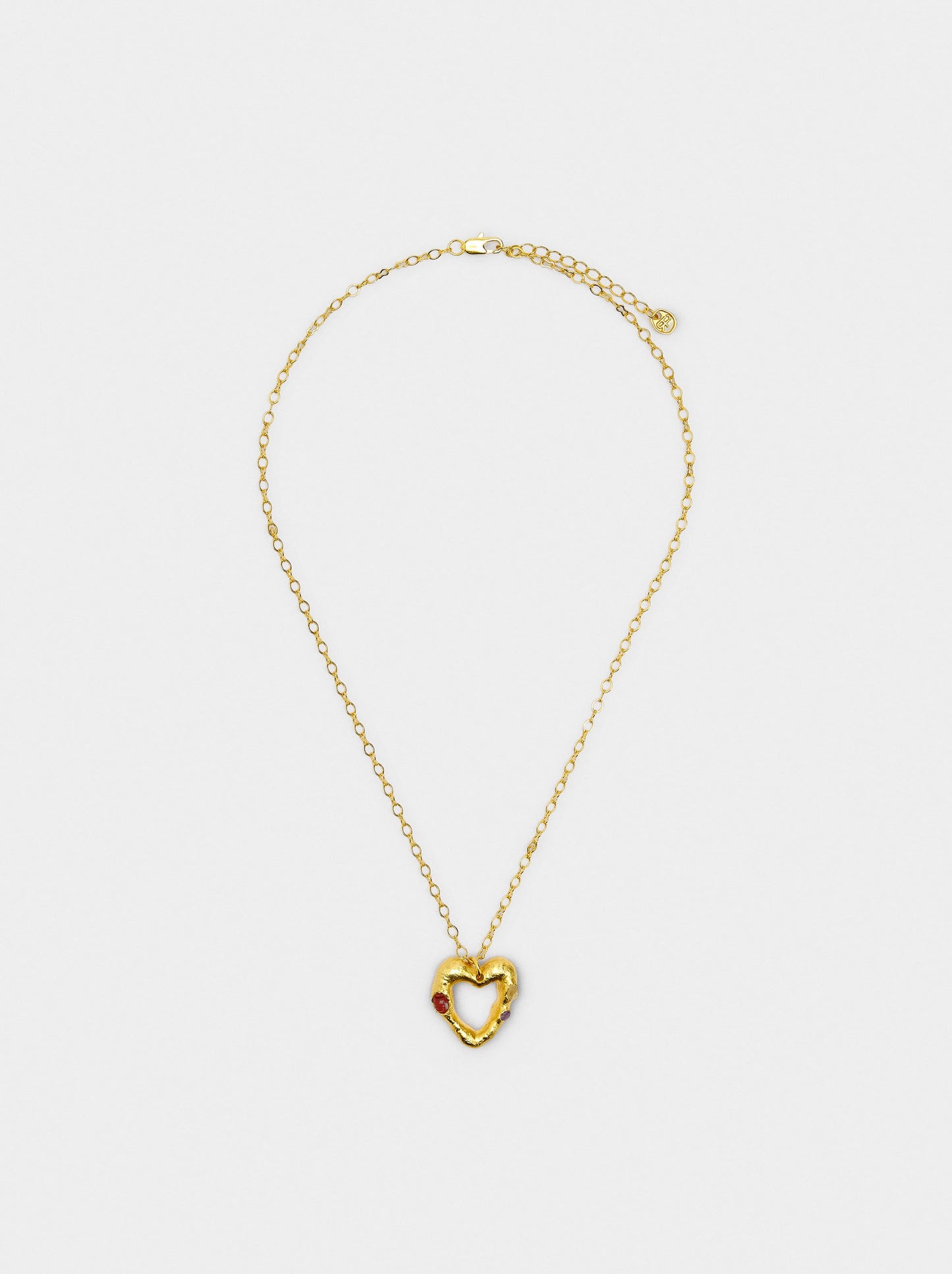 Heart Pendant Necklace With Stones - 18k Gold Swim