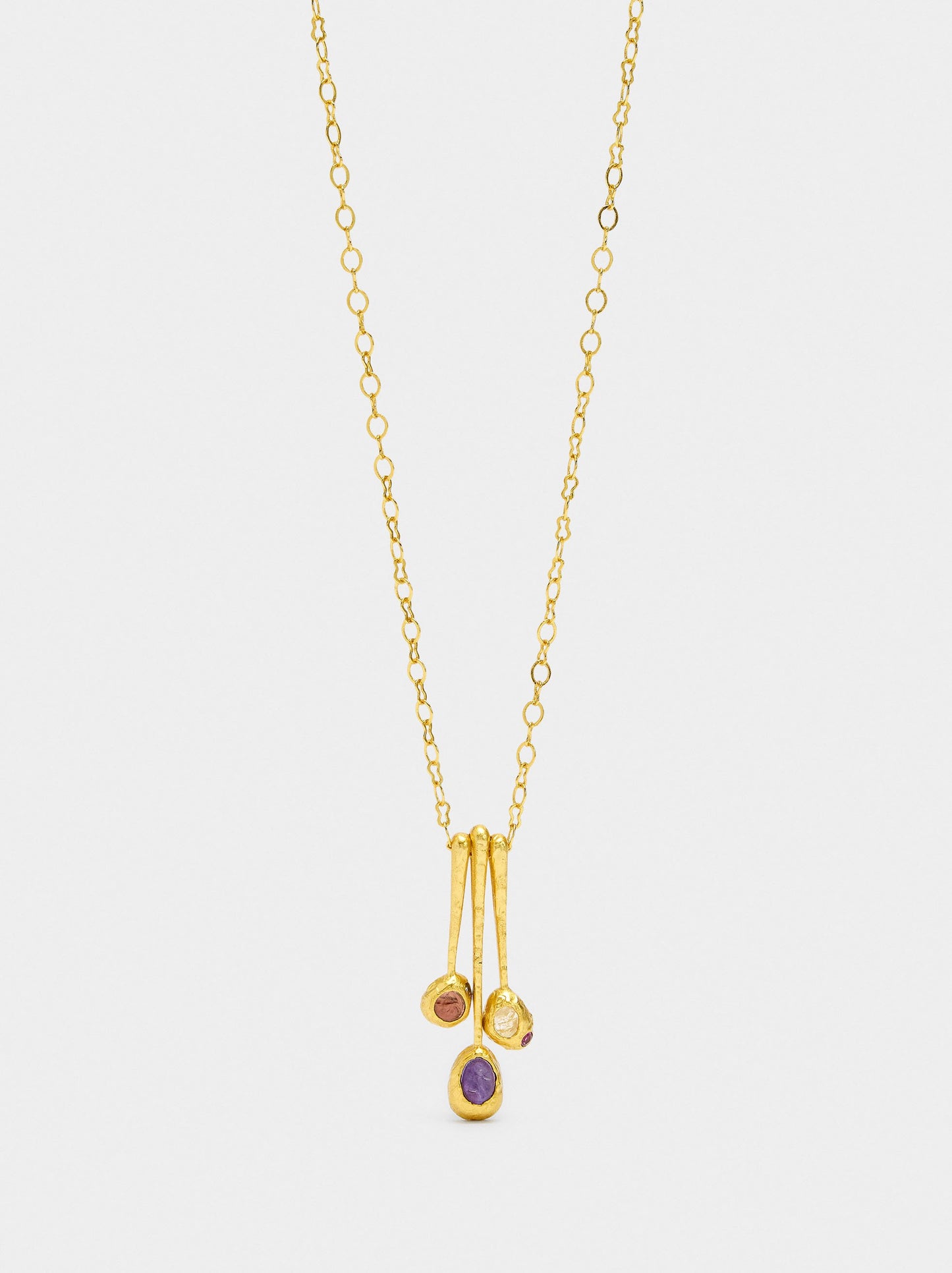 Necklace With Bar Pendants With Stones - 18k Gold Swim