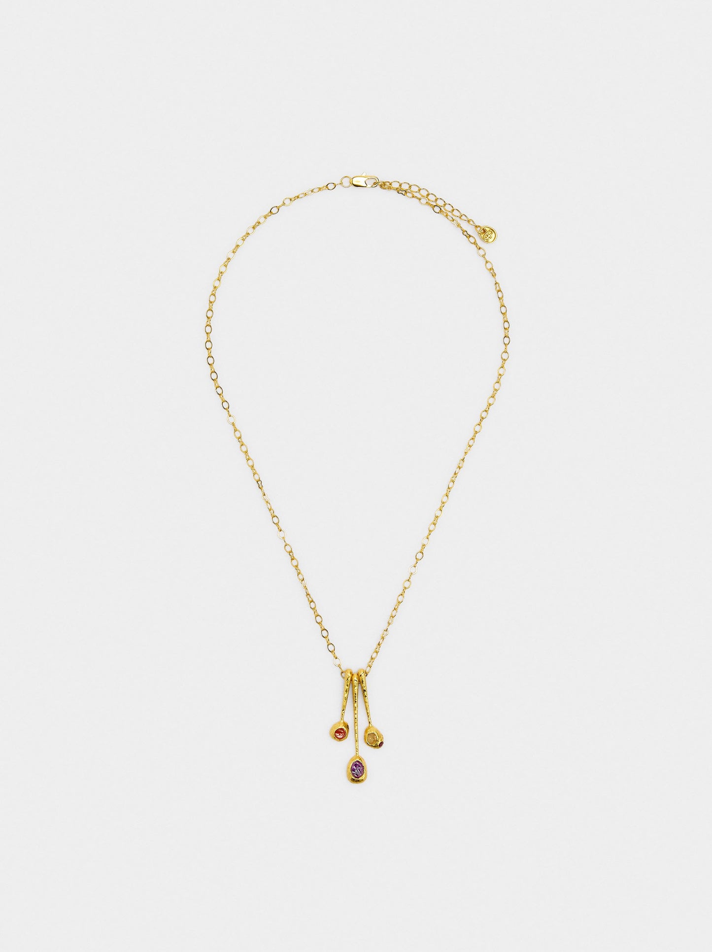 Necklace With Bar Pendants With Stones - 18k Gold Swim