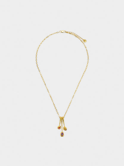 Necklace With Bar Pendants With Stones - 18k Gold Swim