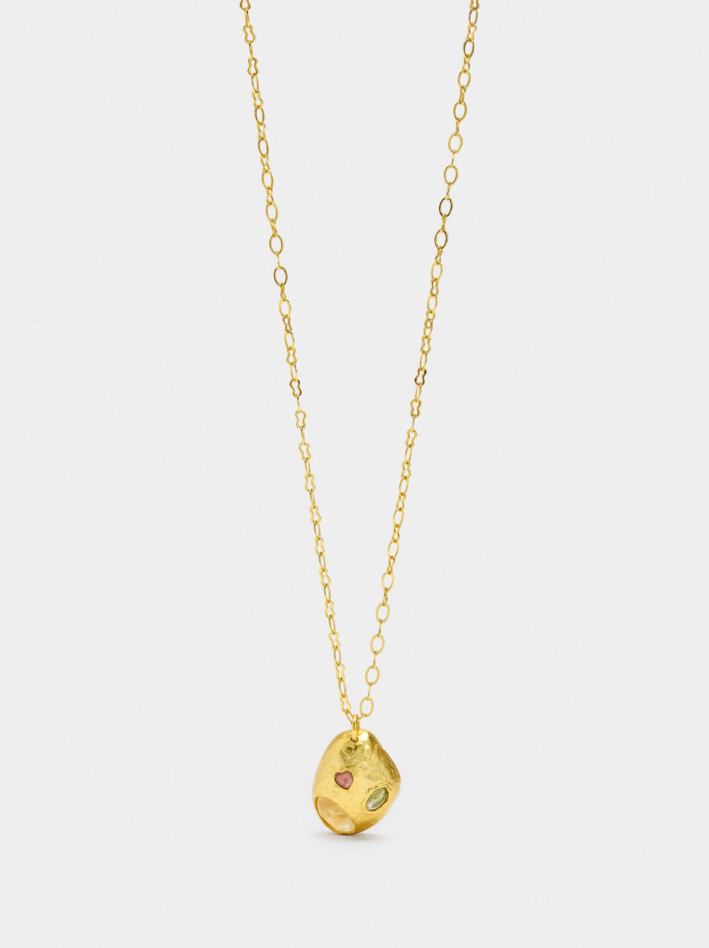 Oval Pendant Necklace With Stones - 18k Gold Swim