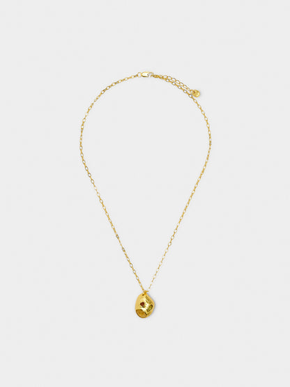 Oval Pendant Necklace With Stones - 18k Gold Plated