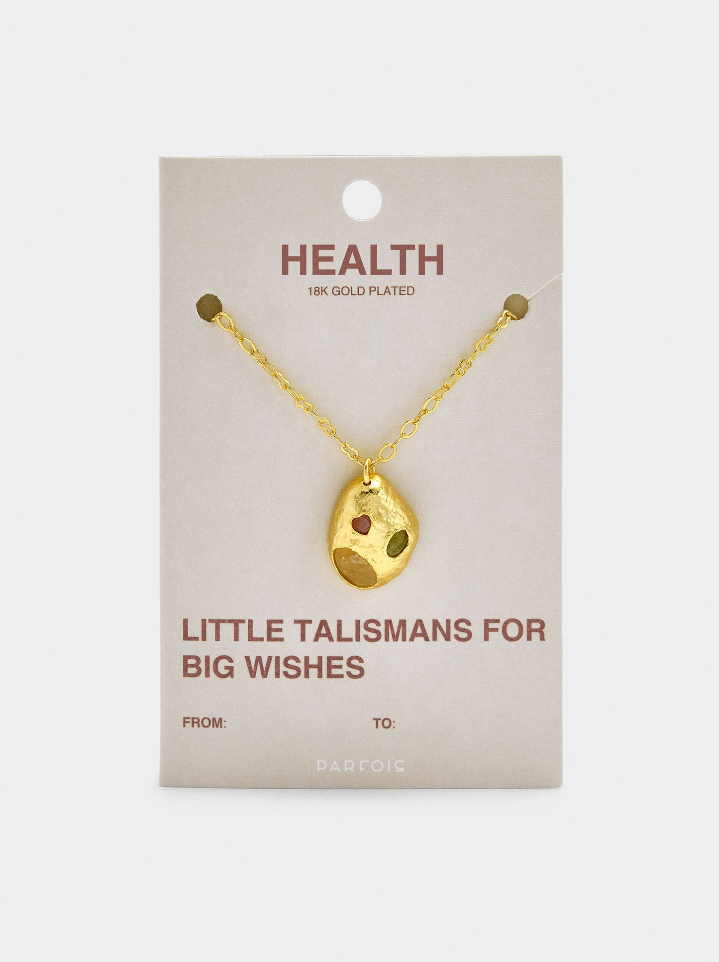 Oval Pendant Necklace With Stones - 18k Gold Plated