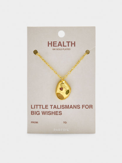 Oval Pendant Necklace With Stones - 18k Gold Plated