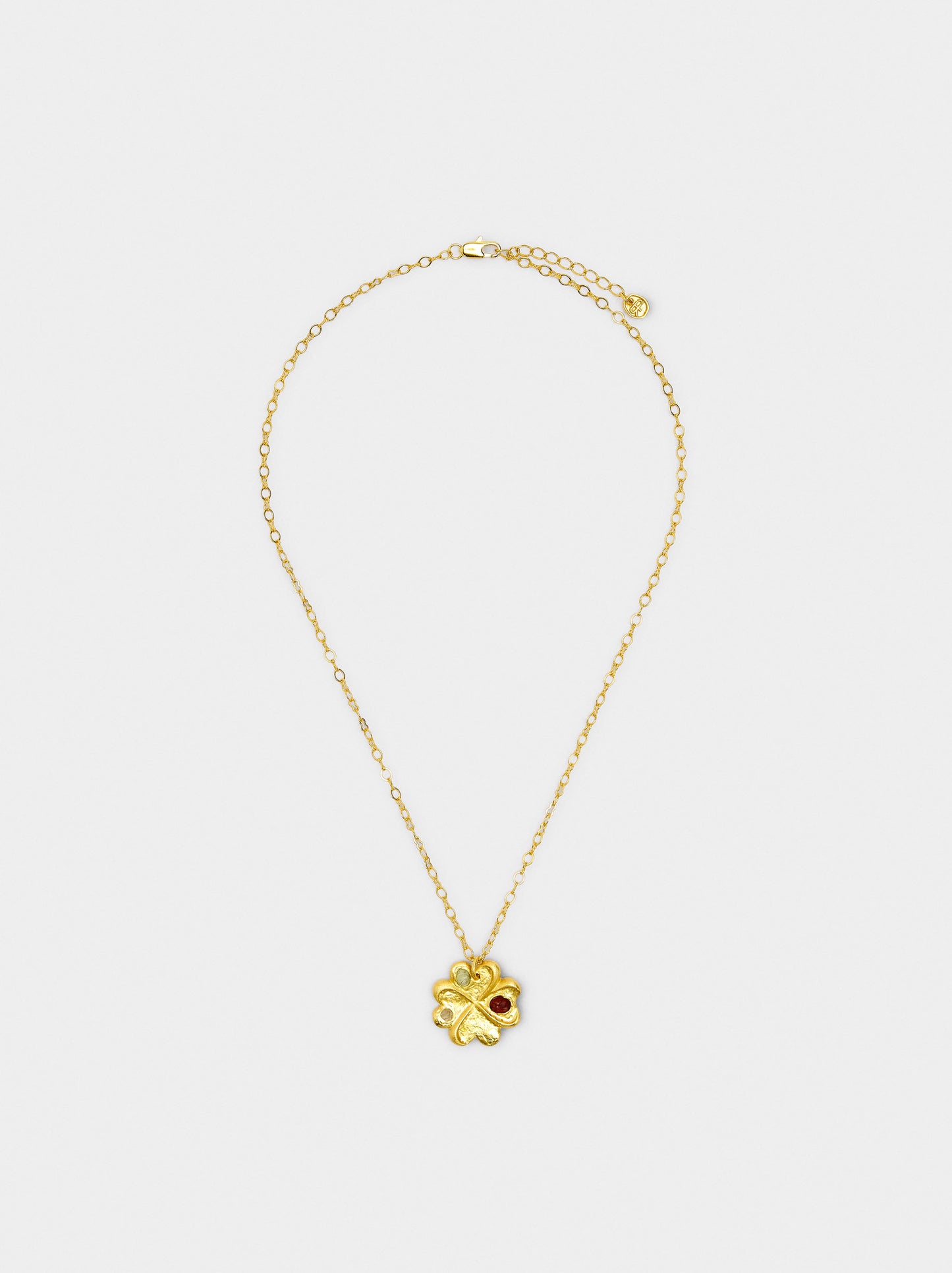 Necklace Pendant Clover With Stones - 18k Gold Plated