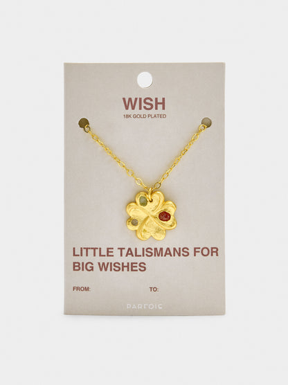 Necklace Pendant Clover With Stones - 18k Gold Swim
