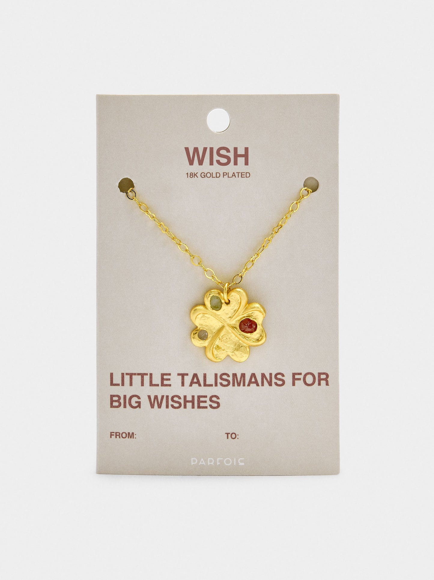Necklace Pendant Clover With Stones - 18k Gold Plated