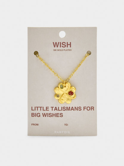 Necklace Pendant Clover With Stones - 18k Gold Plated