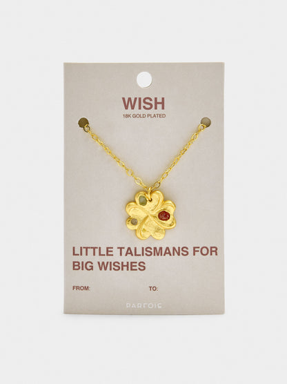 Necklace Pendant Clover With Stones - 18k Gold Swim