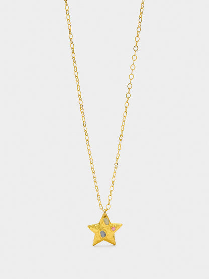 Star Pendant Necklace With Stones - 18k Gold Swim
