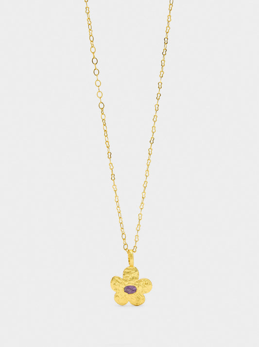 Flower Pendant Necklace With Stone - 18k Gold Swim